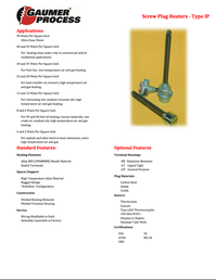 Gaumer Process Screw Plug Heater Catalog